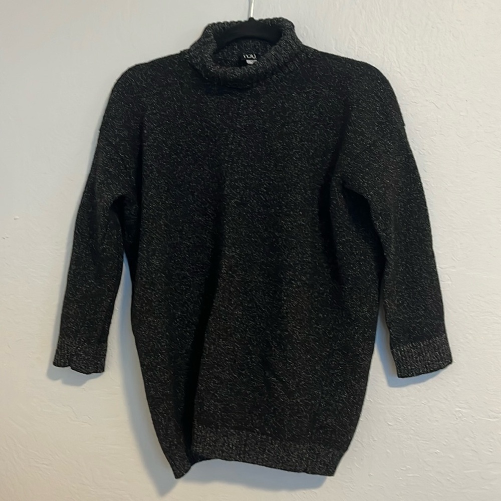 Helen Hsu oversized black melange turtleneck
